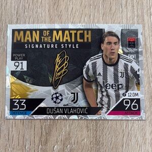 Dusan Vlabovic Man of the Match Card.